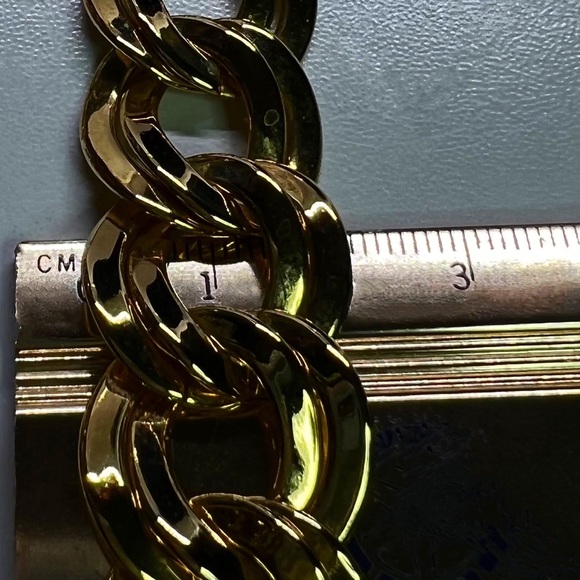 Gold Tone Mirror Finish Cuban Link Statement Necklace - Picture 4 of 5